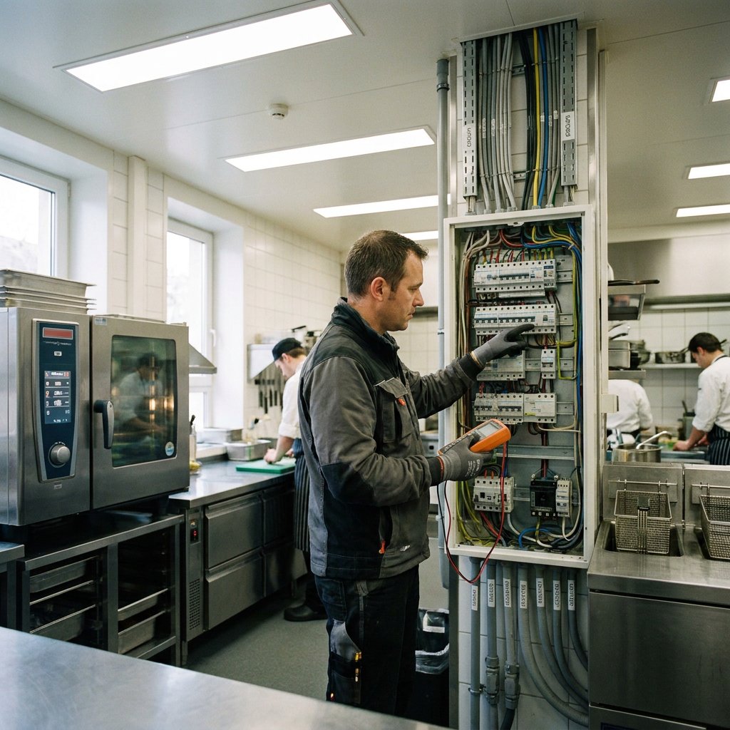 inspecteur-meet-de-elektrische-installatie-in-de-schakelkast-van-een-horecakeuken